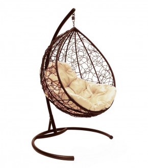 Подвесное кресло КОКОН "КАПЛЯ" ротанг (каркас коричневый) в Губахе - gubaha.mebel-74.com | фото