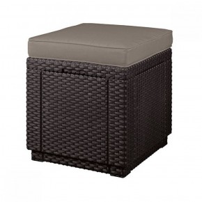 Пуфик Куб с подушкой (Cube with cushion) коричневый - серо-бежевый* в Губахе - gubaha.mebel-74.com | фото