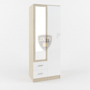 Шкаф 2-х створчатый с зеркалом Софи СШК 800.3 (дуб сонома/белый глянец) в Губахе - gubaha.mebel-74.com | фото