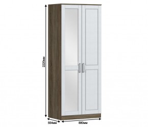 Шкаф 2х дверный с зеркалом Илона СБ-2666 (Дуб Сонома Трюфель/Сандал Белый) в Губахе - gubaha.mebel-74.com | фото