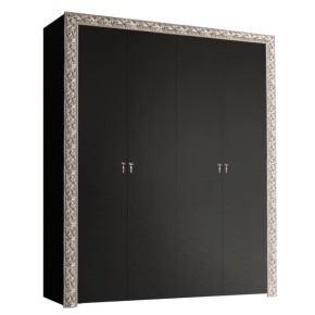 Шкаф 4-х дв. без зеркал Тиффани Premium черная/серебро (ТФШ2/4(П) в Губахе - gubaha.mebel-74.com | фото