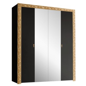 Шкаф 4-х дв. с зеркалами Тиффани Premium черная/золото (ТФШ1/4(П) в Губахе - gubaha.mebel-74.com | фото