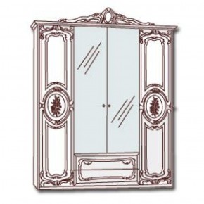 Шкаф 4-х дверный с зеркалами (01.144) Роза (могано) в Губахе - gubaha.mebel-74.com | фото