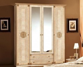Шкаф 4-х дверный с зеркалами (02.144) Рома (беж) в Губахе - gubaha.mebel-74.com | фото