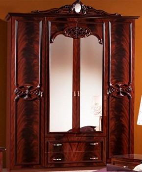 Шкаф 4-х дверный с зеркалами (03.144) Ольга (могано) в Губахе - gubaha.mebel-74.com | фото