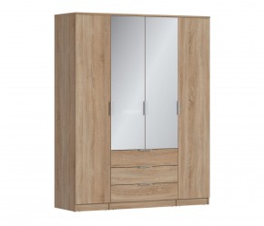 Шкаф 4х дверный с зеркалами Николь СБ-2595/1 (Дуб Сонома) в Губахе - gubaha.mebel-74.com | фото