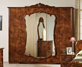 Шкаф 5-и дверный с зеркалами (20.145) Тициана (орех) в Губахе - gubaha.mebel-74.com | фото