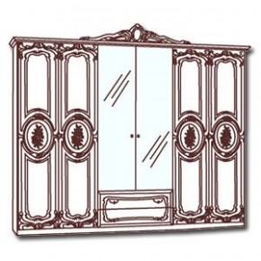 Шкаф 6-и дверный с зеркалами (01.146) Роза (беж) в Губахе - gubaha.mebel-74.com | фото