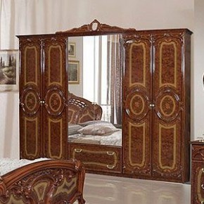 Шкаф 6-и дверный с зеркалами (01.146) Роза (орех) в Губахе - gubaha.mebel-74.com | фото