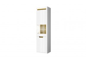 Шкаф с витриной 1V1D P, TORINO, цвет белый/Дуб наварра в Губахе - gubaha.mebel-74.com | фото
