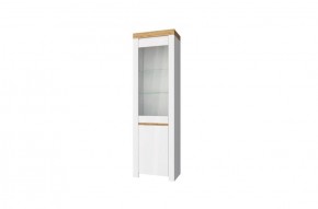Шкаф с витриной  1V1D, TAURUS, цвет белый/дуб вотан в Губахе - gubaha.mebel-74.com | фото