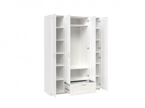 Шкаф СИРИУС четырехдверный с одним выдвижным ящиком и зеркалом, цвет Белый в Губахе - gubaha.mebel-74.com | фото