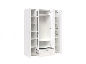 Шкаф СИРИУС четырёхдверный белый с одним выдвижным ящиком и двумя зеркалами в Губахе - gubaha.mebel-74.com | фото