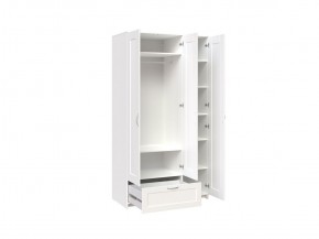 Шкаф СИРИУС трёхдверный белый с одним выдвижным ящиком и зеркалом в Губахе - gubaha.mebel-74.com | фото