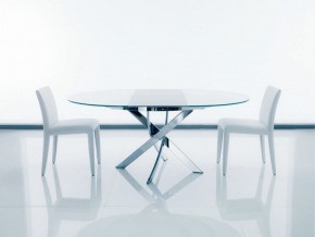 Стол BARONE (01.92) G093 хром/С150 э-бел. гл. стекло, L021алюм.вставка в Губахе - gubaha.mebel-74.com | фото