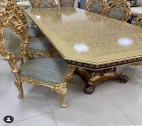 Стол прямоугольный раскладной Изабелла GOLD (столешница под мрамор) 2400(2800)*1100 в Губахе - gubaha.mebel-74.com | фото