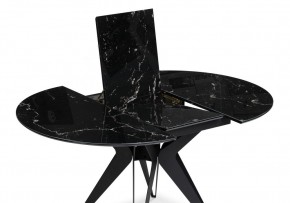 Стол стеклянный Рикла 110(150)х110х76 черный мрамор / черный в Губахе - gubaha.mebel-74.com | фото